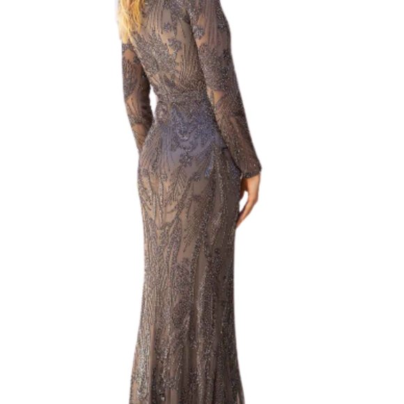 *Primavera Couture 12002 Prom Dress Gunmetal Size 8 - Picture 4 of 9